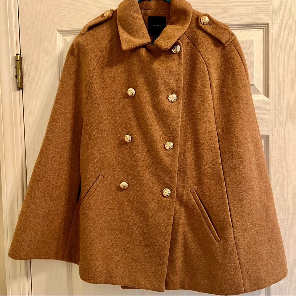 Like New - Brown Cape Jacket w/ Gold Details ✨